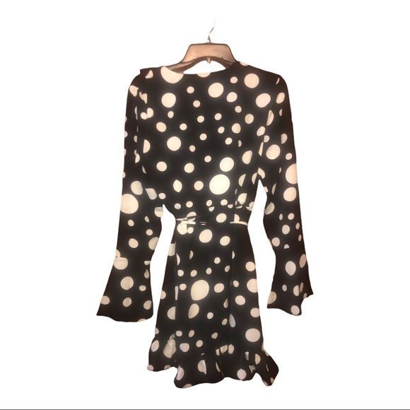 (69). Nasty Gal Collection Black White Polka Dot Dress NWT - Picture 4 of 11
